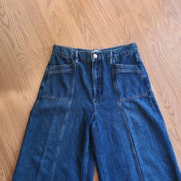 NEW NWOT! PAIGE DENIM PORTIA INSET POCKET FRONT SEAM WIDE LEG JEANS BRONX sz 29 - Picture 3 of 9